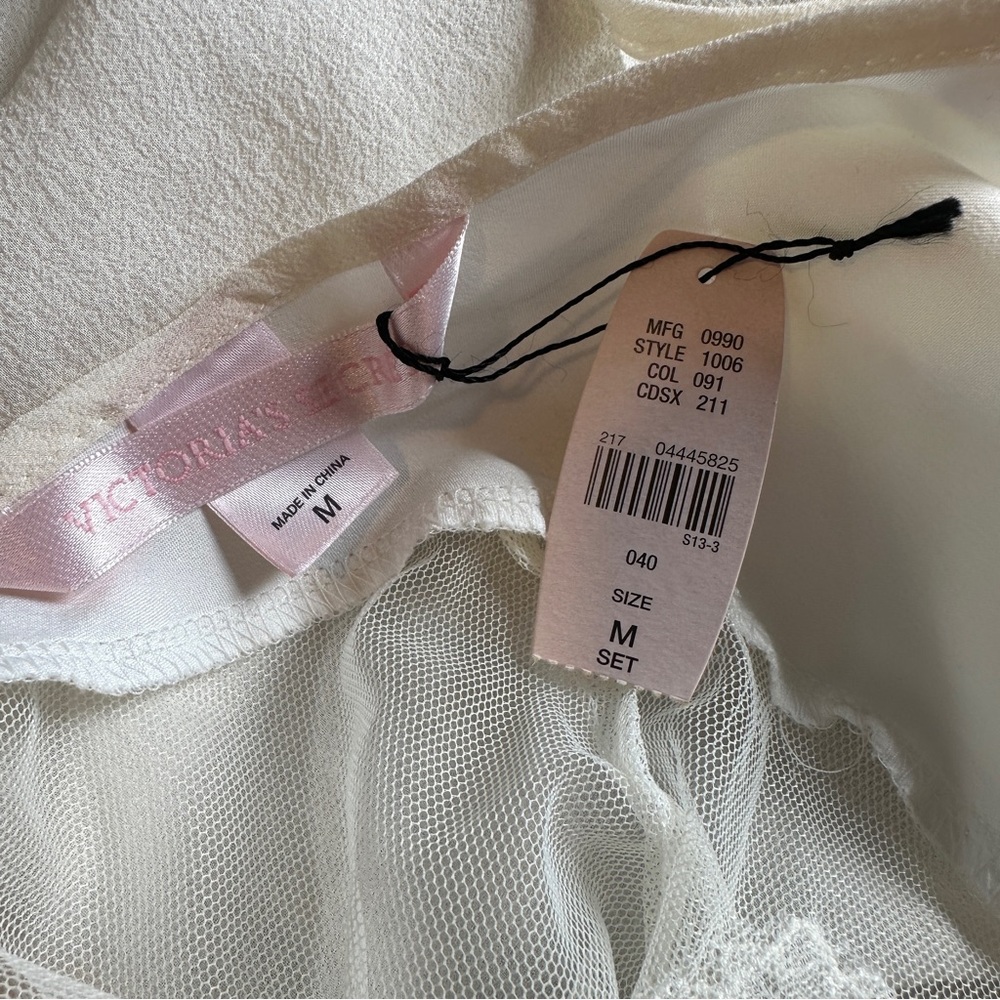 Vintage Victoria's Secret Ivory/White Sheer Silk Lingerie Slip Dress NEW NWT - Picture 7 of 7